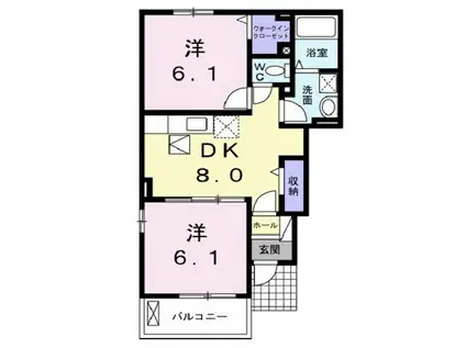 ブランシュ プロスペレC(2DK/1階)の間取り写真