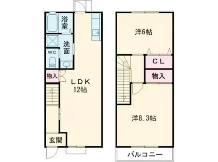 メイユール(2LDK/1階)の間取り写真