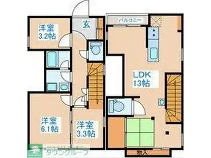 SILVERADO方南(3LDK/2階)の間取り写真