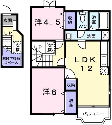 パインリバーズIII(2LDK/2階)の間取り写真
