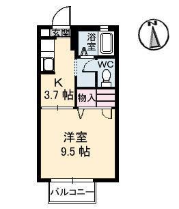 インペリアルC棟(1K/1階)の間取り写真