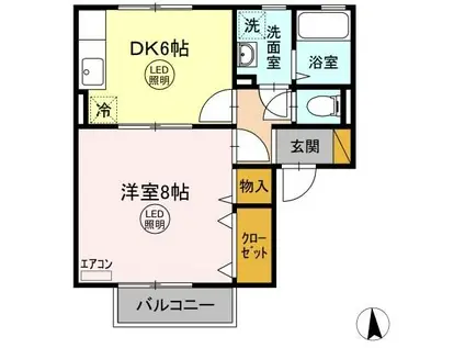 カーサときわ A棟(1DK/1階)の間取り写真