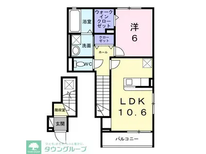 グラン・シャトー武蔵嵐山A(1LDK/2階)の間取り写真