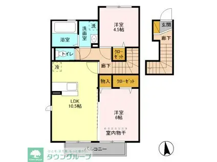 オーロ・ジャルダン(2LDK/2階)の間取り写真