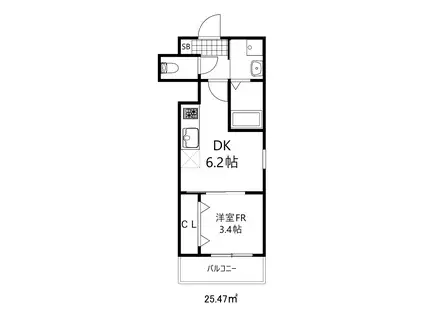ココングランジュール芦屋西2(1DK/1階)の間取り写真