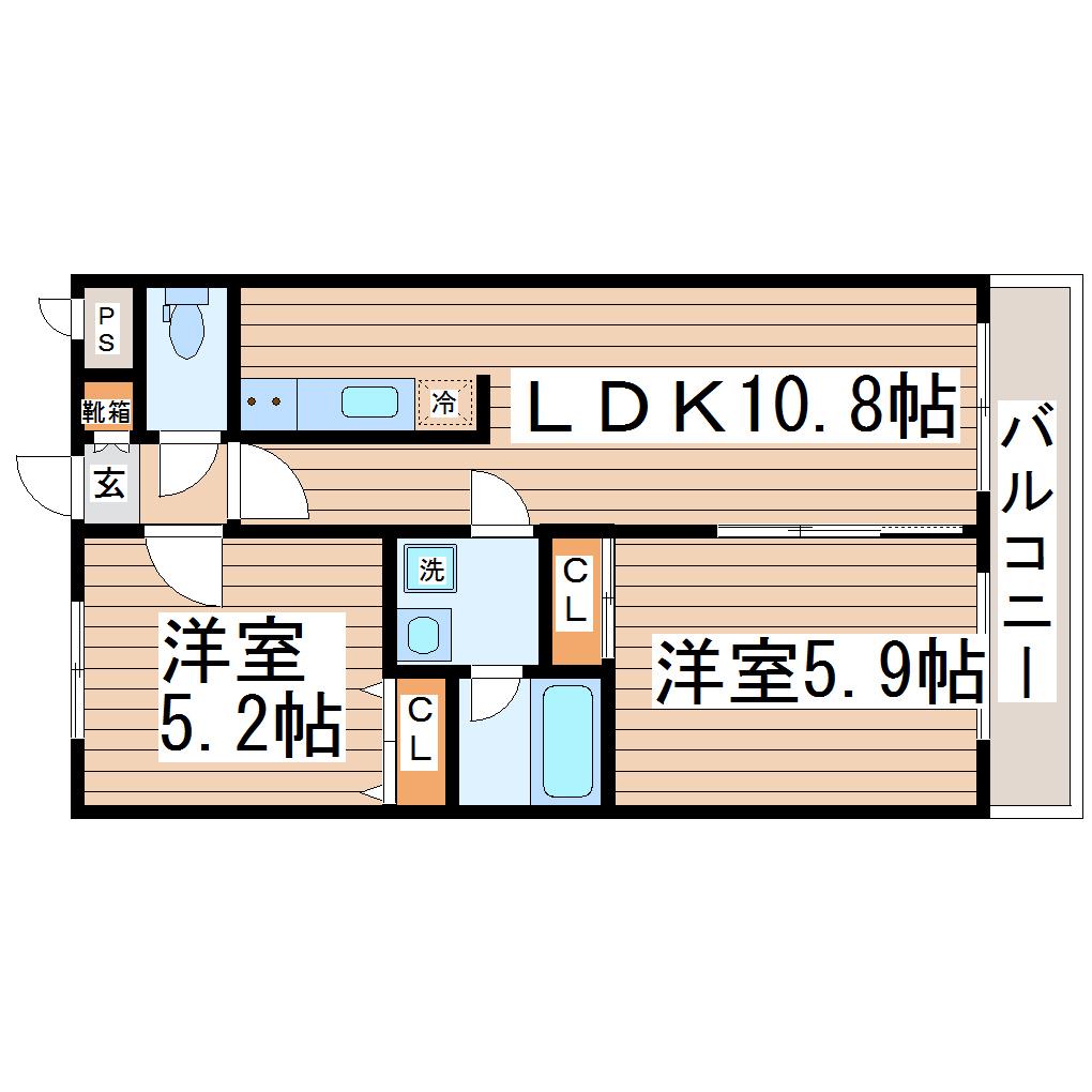 ライフシティ(2LDK/2階)の間取り写真