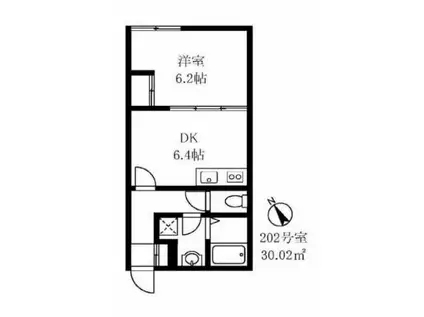 早稲田鶴巻町IMAハウス(1DK/2階)の間取り写真