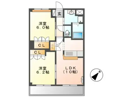 フィールドピアE(2LDK/2階)の間取り写真