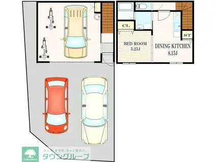 トータルガレージ雨間(1DK/1階)の間取り写真