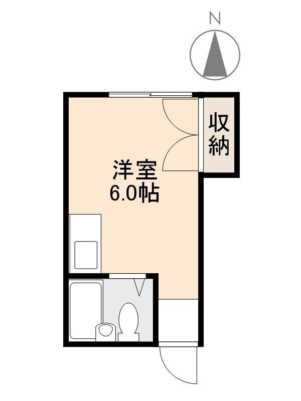 山口ハイツ(ワンルーム/2階)の間取り写真