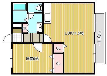 グリーンヒルズ香川 D(1LDK/2階)の間取り写真