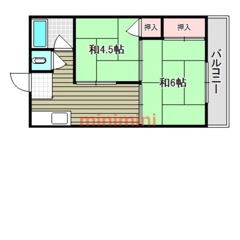 第2吉田文化(2K/2階)の間取り写真