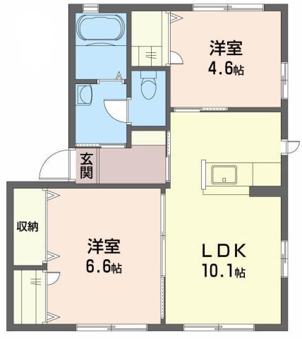 シャーメゾンソレイユD(2LDK/1階)の間取り写真