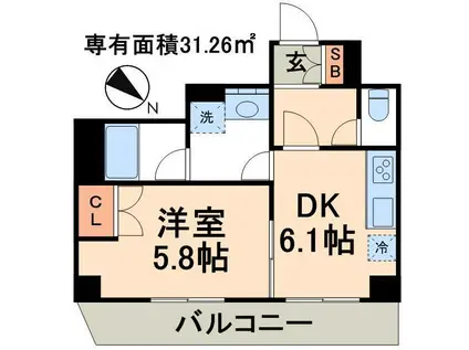 プライマル小石川(1DK/7階)の間取り写真