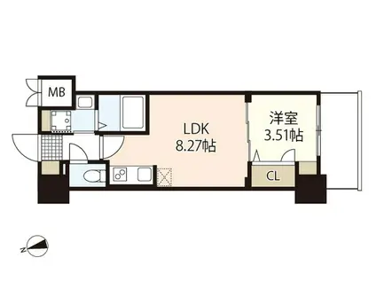 S-RESIDENCE観音公園ALORIA(1LDK/6階)の間取り写真