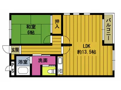 ローズガーデン(1LDK/3階)の間取り写真
