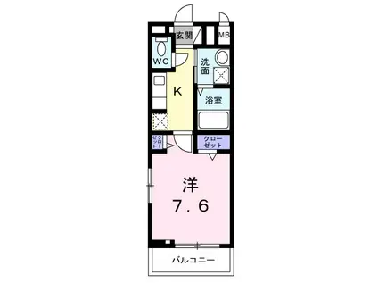 ヒカルサ明石硯町(1K/2階)の間取り写真