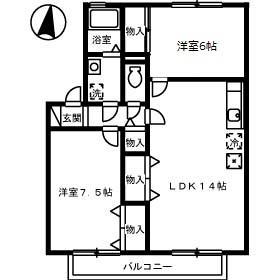 セジュール丹地(2LDK/1階)の間取り写真