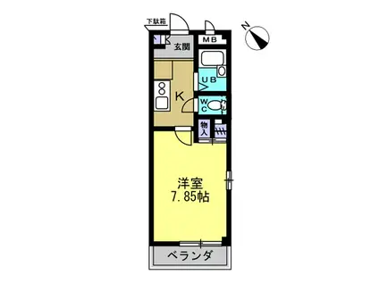 メルベーユ・HAJI II(1K/2階)の間取り写真