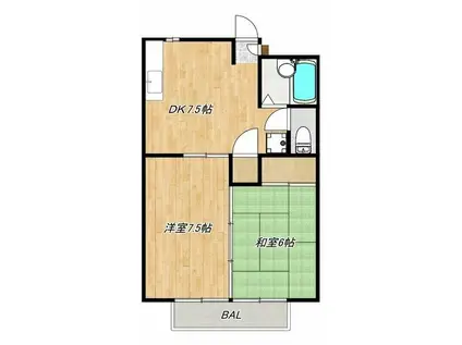 ソシアルマンションエノモト(2DK/2階)の間取り写真