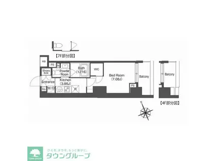 コンフォリア西荻窪(1K/7階)の間取り写真