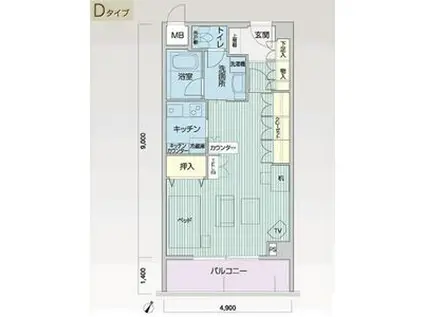 メイビル向陽町(ワンルーム/2階)の間取り写真