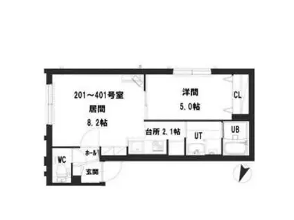 グランメール RA・23(1LDK/3階)の間取り写真