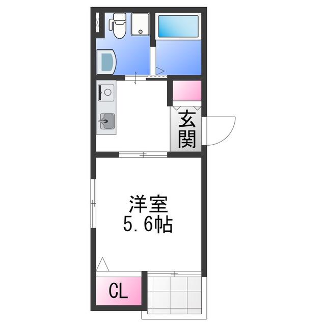 WITH@白鷺(1K/2階)の間取り写真