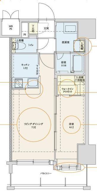 ネストピア博多駅前2(1LDK/2階)の間取り写真
