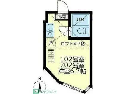 ユナイト新町カミーユ(ワンルーム/1階)の間取り写真