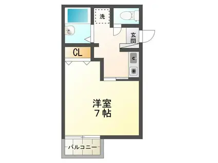 オモトハイツ(1K/2階)の間取り写真