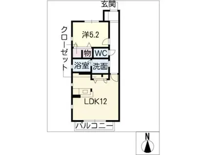 FREUDE星ヶ丘(1LDK/1階)の間取り写真