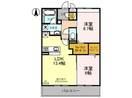 BNEXT 嵯峨(2LDK/2階)の間取り写真