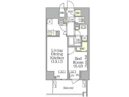 ザ・パークハビオ神楽坂レジデンスサウス(1LDK/10階)の間取り写真