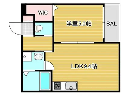 セレニティ法善寺(1LDK/3階)の間取り写真