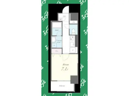 グランディール上前津(1K/5階)の間取り写真