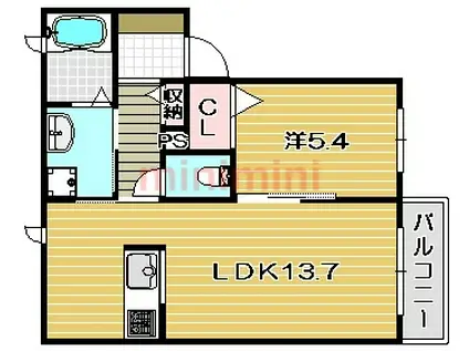 VILLAGIO 光(1LDK/2階)の間取り写真