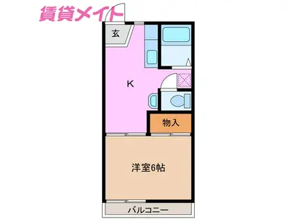 タウニーイイダ(1K/2階)の間取り写真