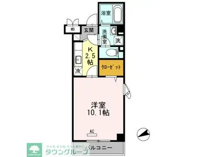 ラ・プランタン(1K/2階)の間取り写真