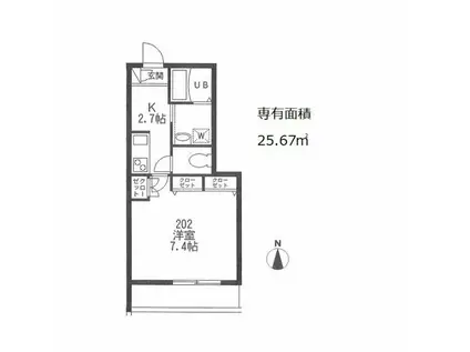 トロワ リビエール(1K/2階)の間取り写真