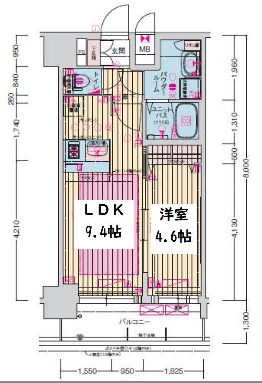 プレサンス立売堀パークシティ(1LDK/11階)の間取り写真