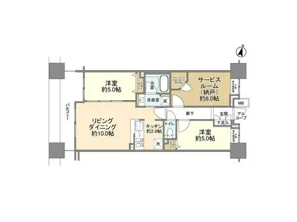 クレストシティータワーズ横浜(2SLDK/2階)の間取り写真