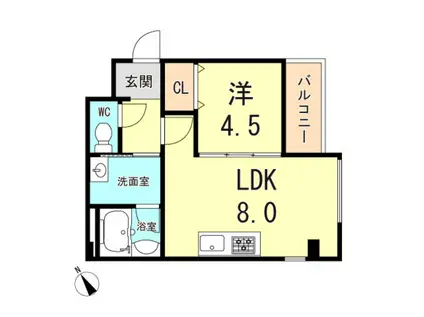 クレール西多聞通(1LDK/3階)の間取り写真
