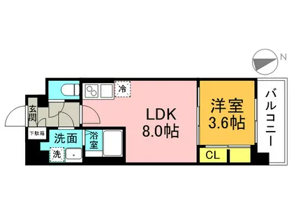 ALIVIS緑橋(1LDK/4階)の間取り写真