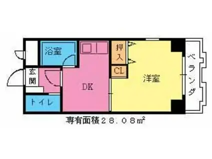 サンアベニュー井尻(1DK/6階)の間取り写真