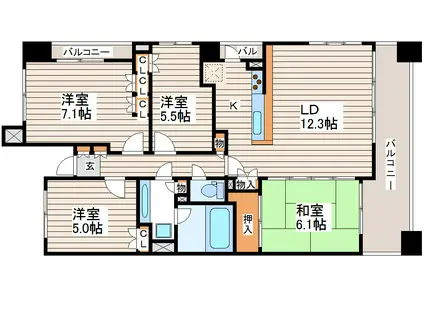 ドゥーエ仙台イースト(4LDK/13階)の間取り写真