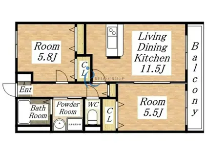 メゾン・ド・ソレイユ(1SLDK/1階)の間取り写真