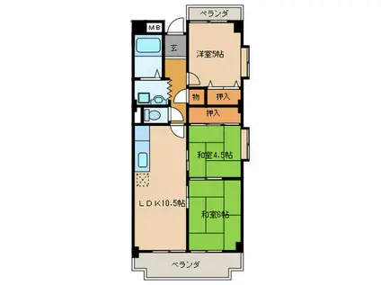 ロイヤル白鳥(3LDK/7階)の間取り写真