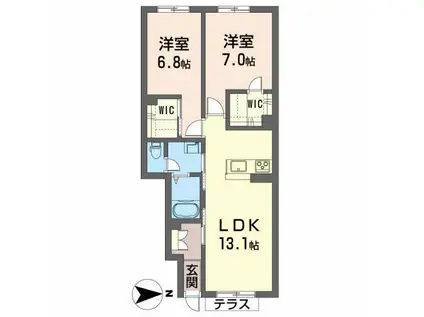 シャーメゾン ベル ソレイユ(2LDK/1階)の間取り写真