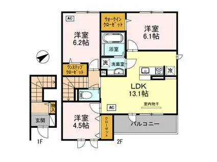グリーンヒルズ・北神C棟(3LDK/2階)の間取り写真